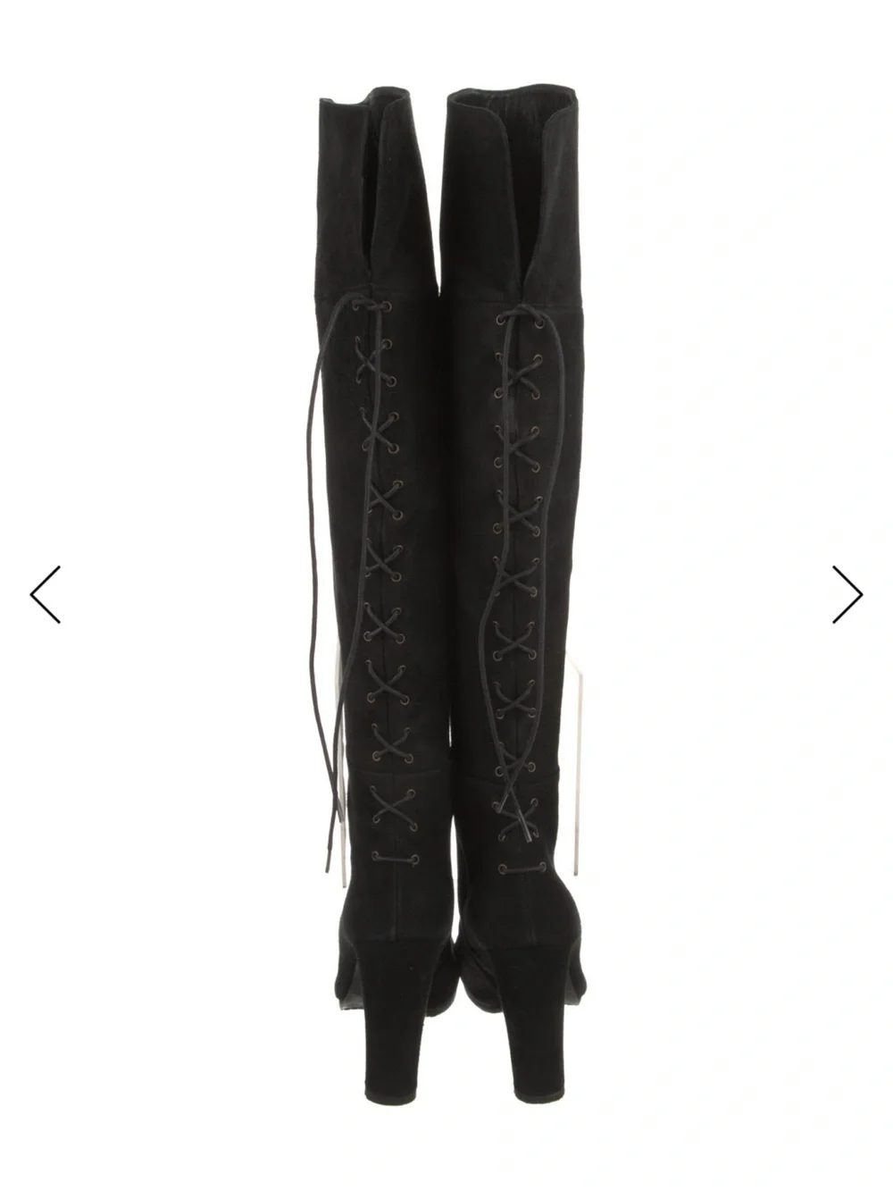Black Suede Over-the-Knee Lace-Up Heel Boot